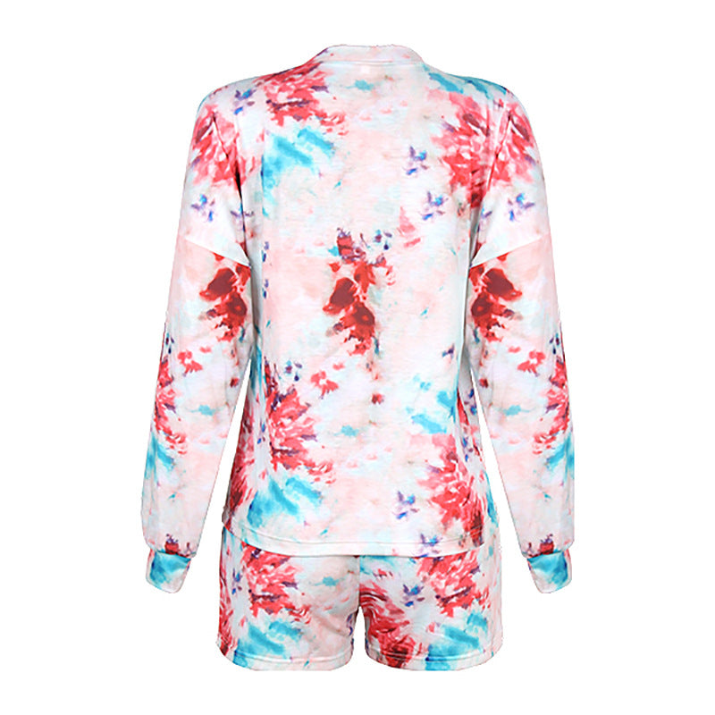 Spring And Summer Tie Dye Women Printed Long Sleeve Casual Suit