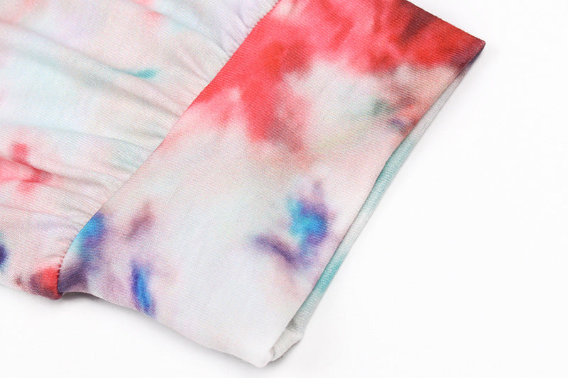 Spring And Summer Tie Dye Women Printed Long Sleeve Casual Suit