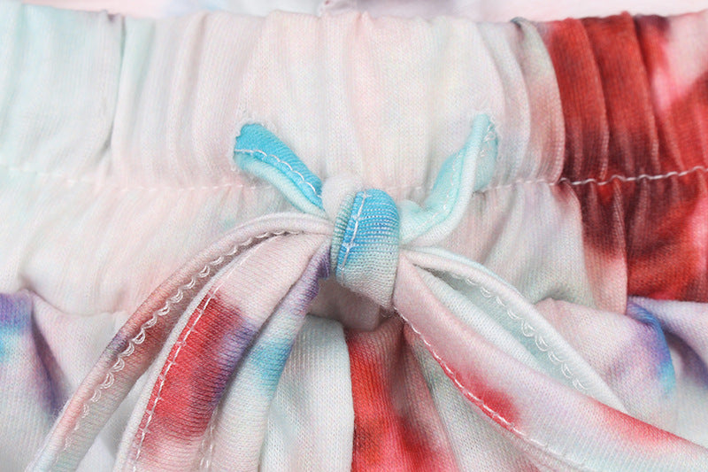 Spring And Summer Tie Dye Women Printed Long Sleeve Casual Suit