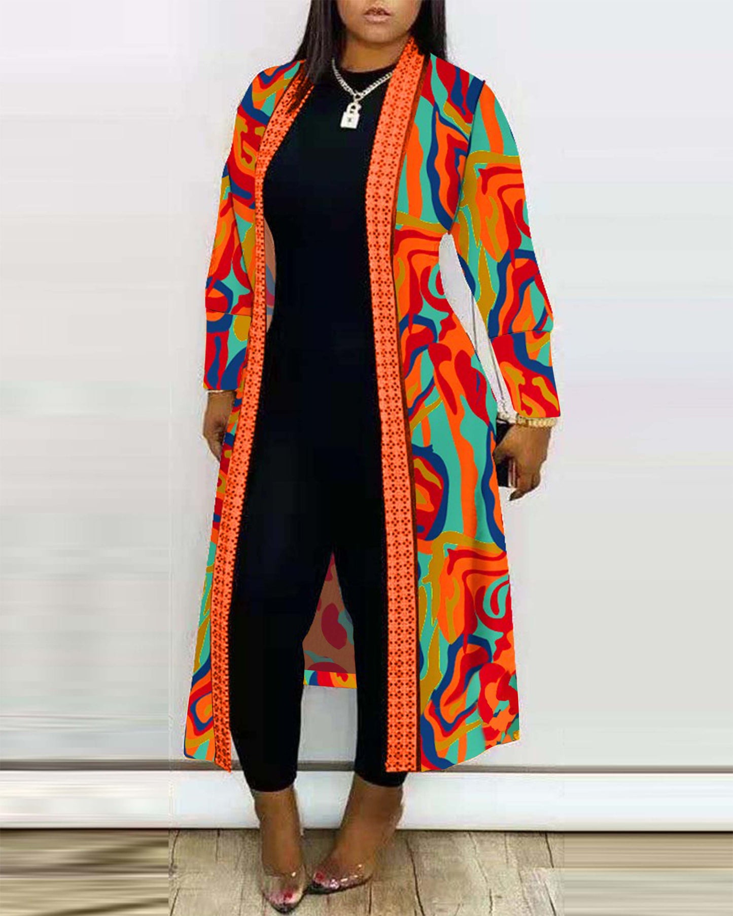 Women Autumn Long Sleeve Printed Cardigan Shawl