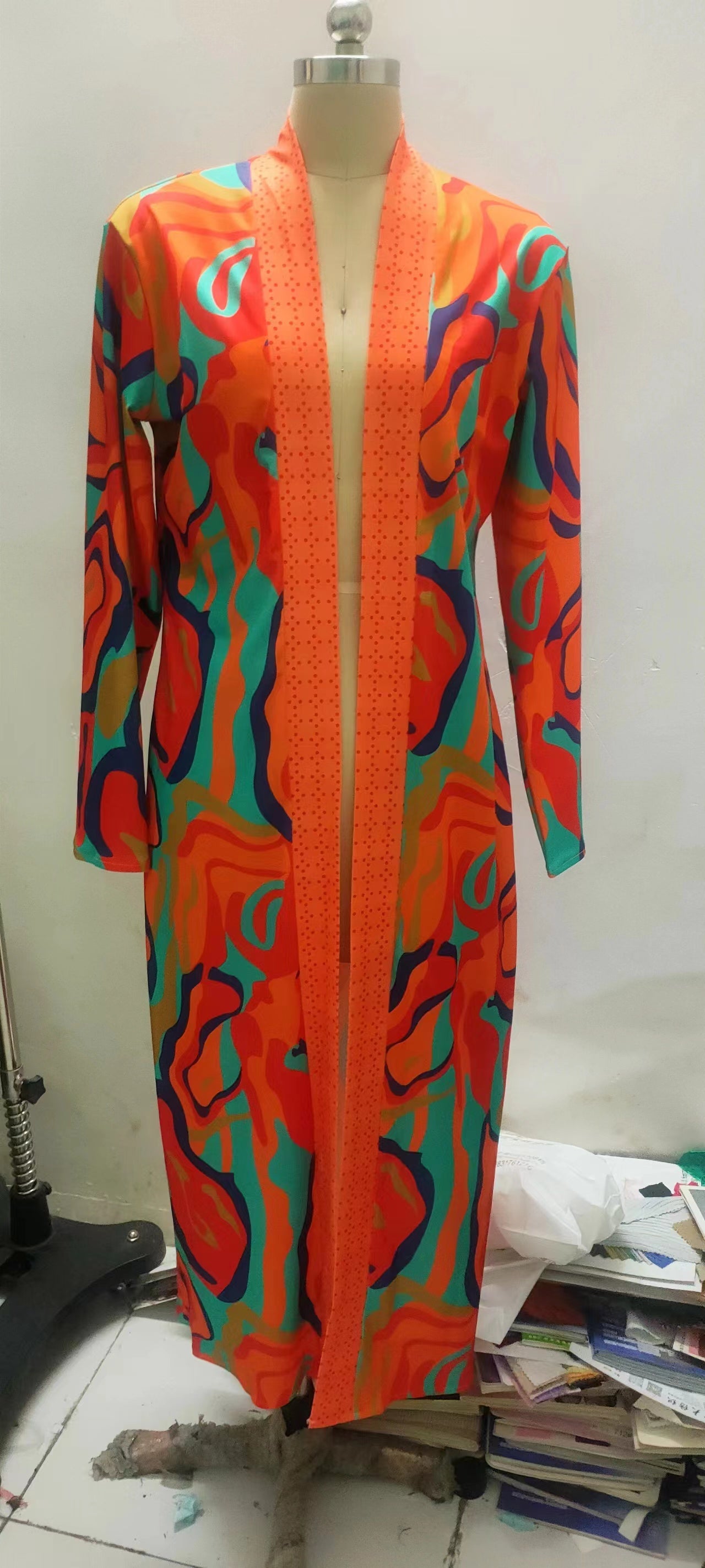 Women Autumn Long Sleeve Printed Cardigan Shawl