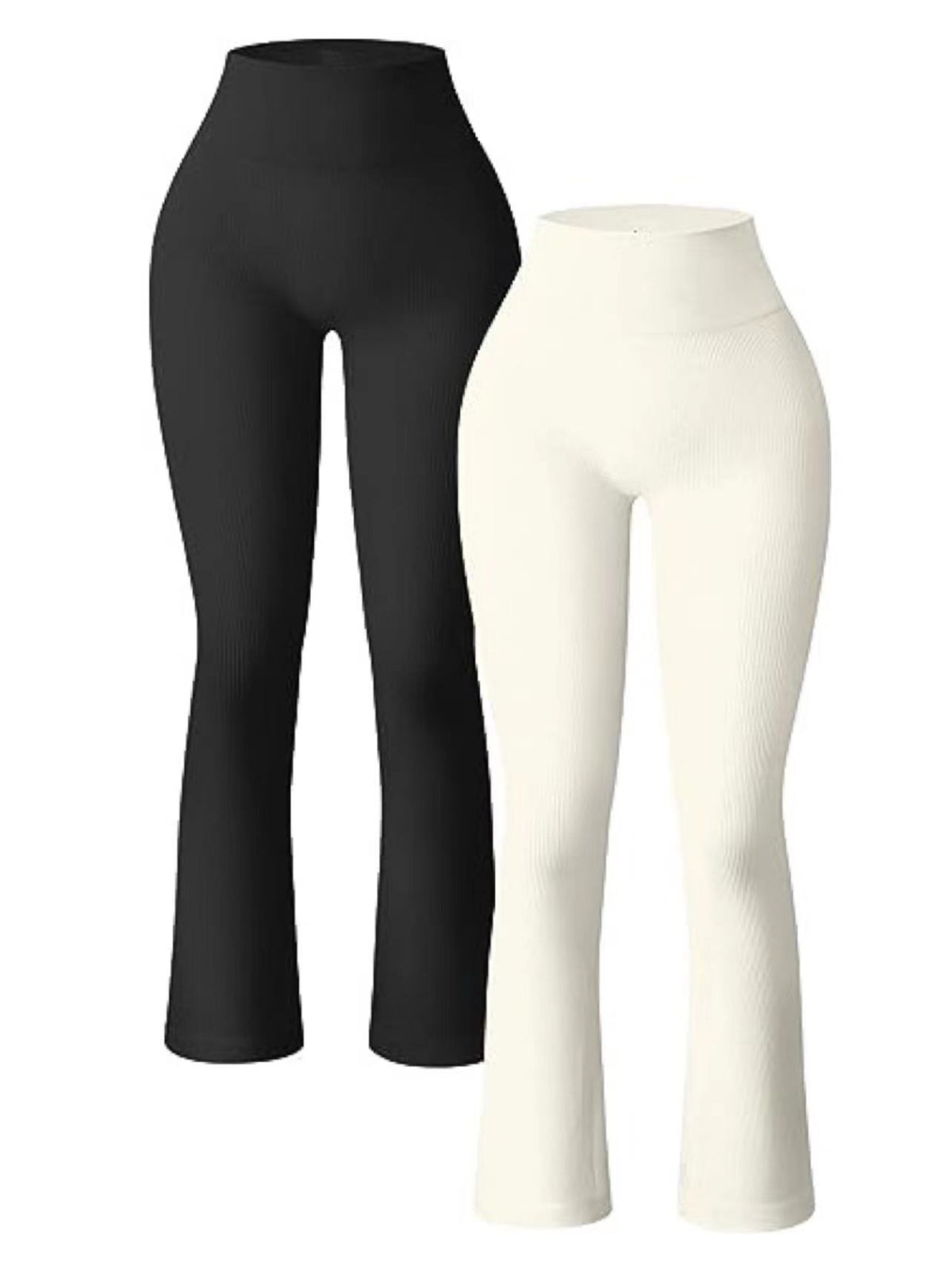 Sports Casual Yoga Pants Rib Workout High Waist Flared Pants Leggings Trousers Women