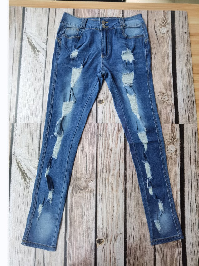 Ladies Jeans Ripped Slimming Stretch Jeans Pants Women Pants