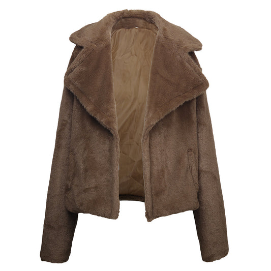Women Clothing Autumn Winter Faux Fur Fox Fur Plush Fur Coat Female Outerwear