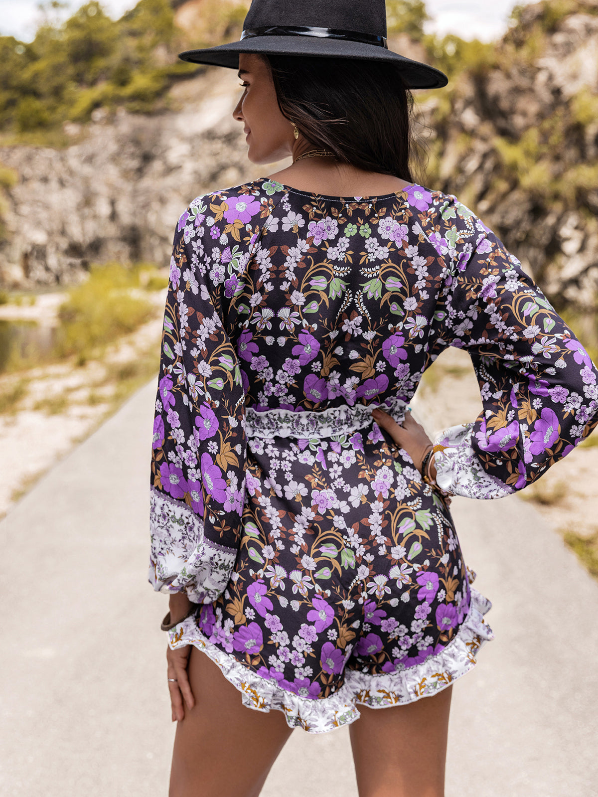 Women Autumn Winter Bohemian Floral Jumpsuit