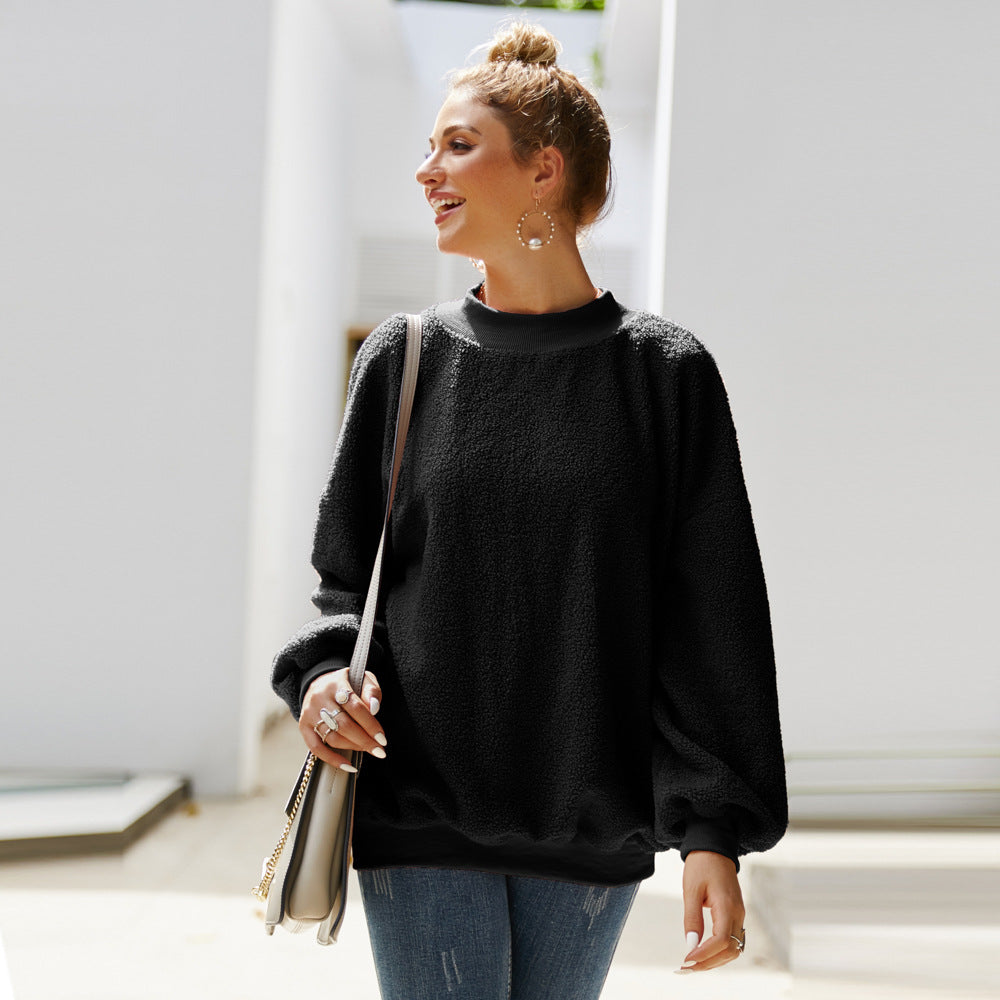 Brushed Hoody Women Autumn Winter Pullover Long-Sleeved Plush Teddy Plush Top
