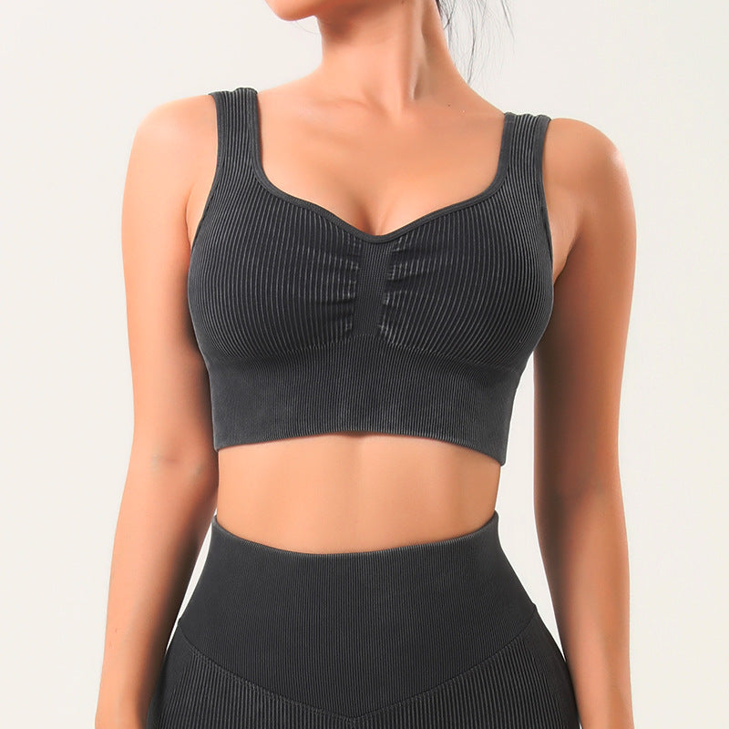 Stone Washed Seamless Yoga Suit Women Thread Fitness Suit Yoga Jacket Fitness Yoga Pants Sports Trousers