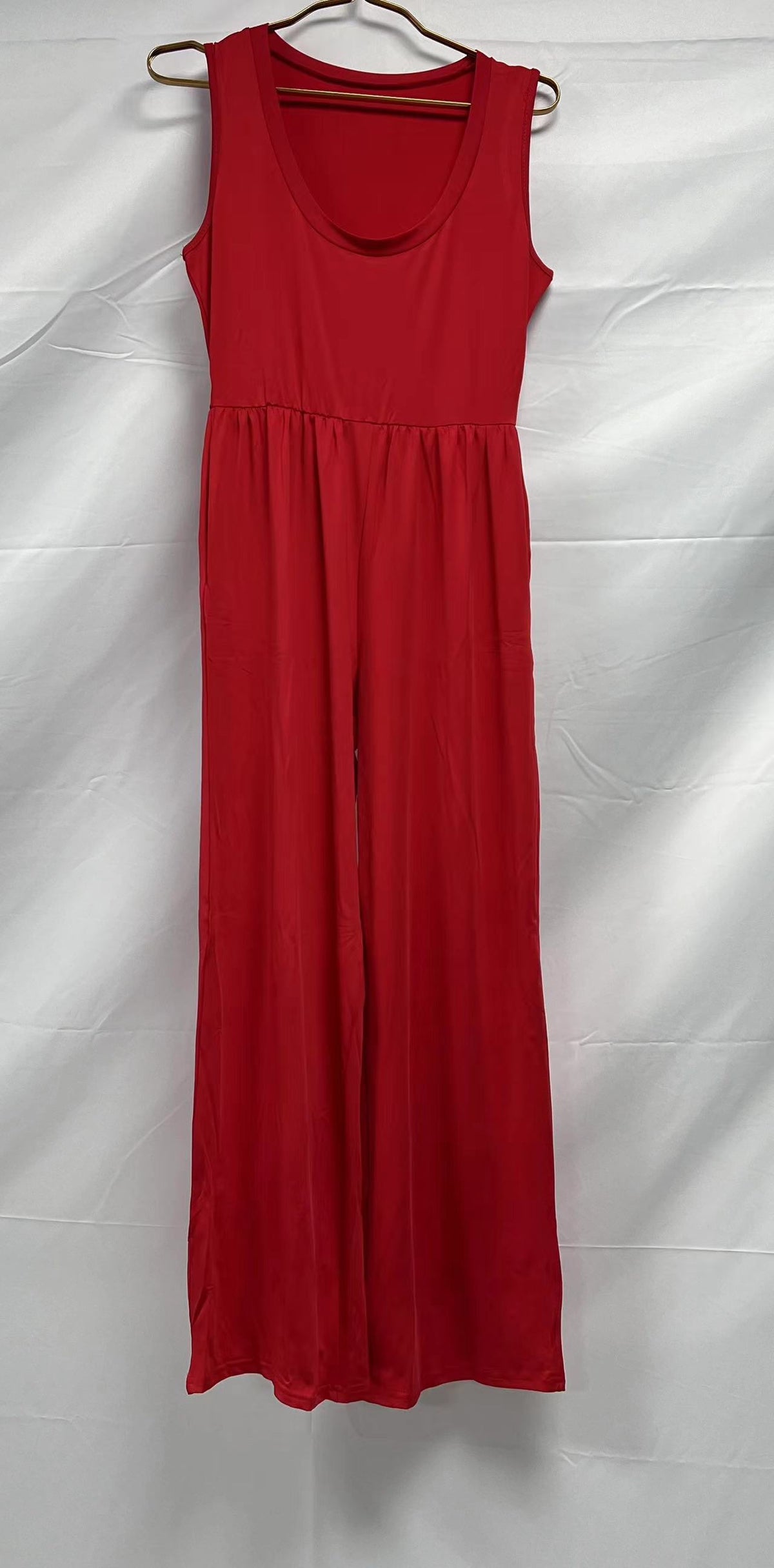 Summer Women Solid Color Sleeveless Jumpsuit