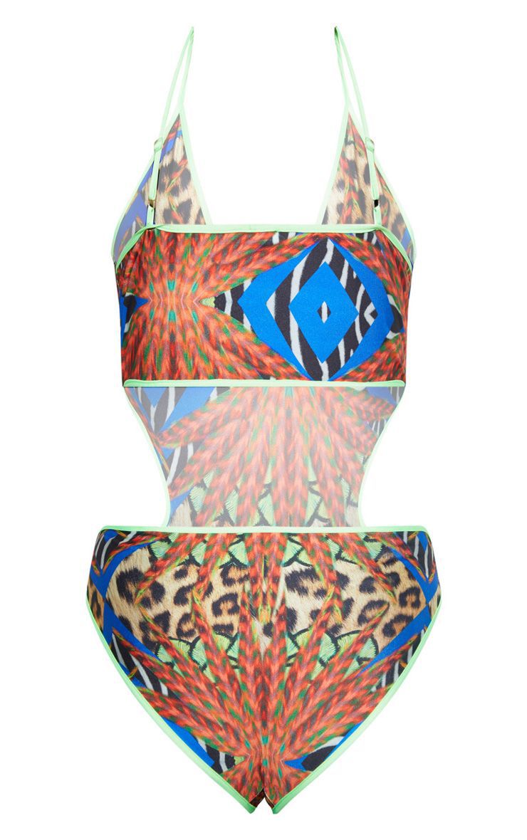 Plus Size Printed One Piece Swimsuit Female Sexy Retro Pattern Swimsuit