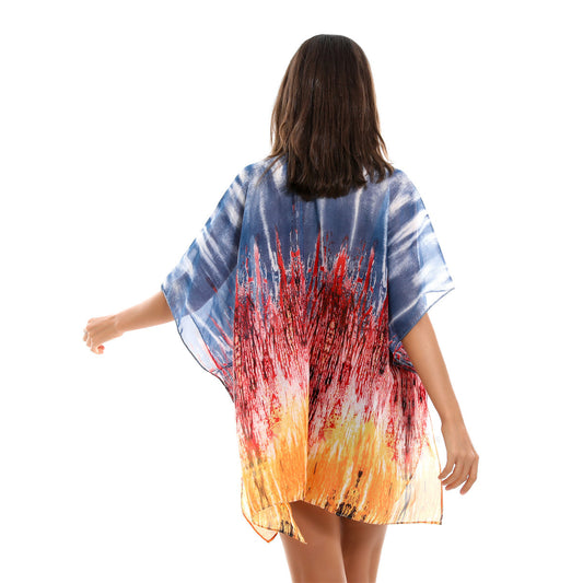Spring Summer Gradient Pattern Chiffon Sun Protection Cardigan Coat