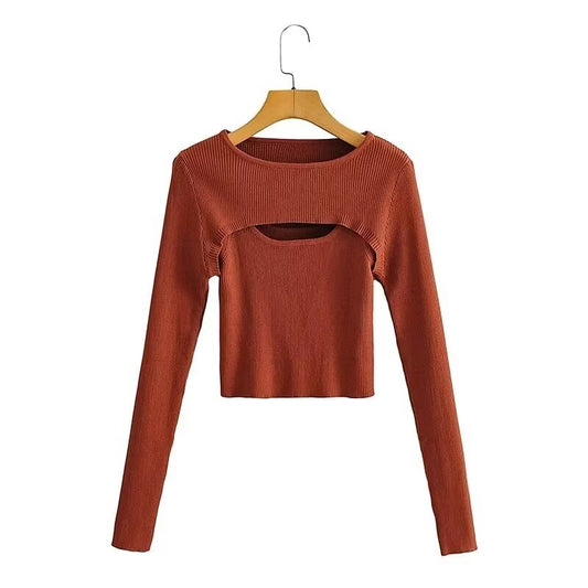 Autumn Women Slim Fit Bandage Dress Short Two Piece Knitted Top