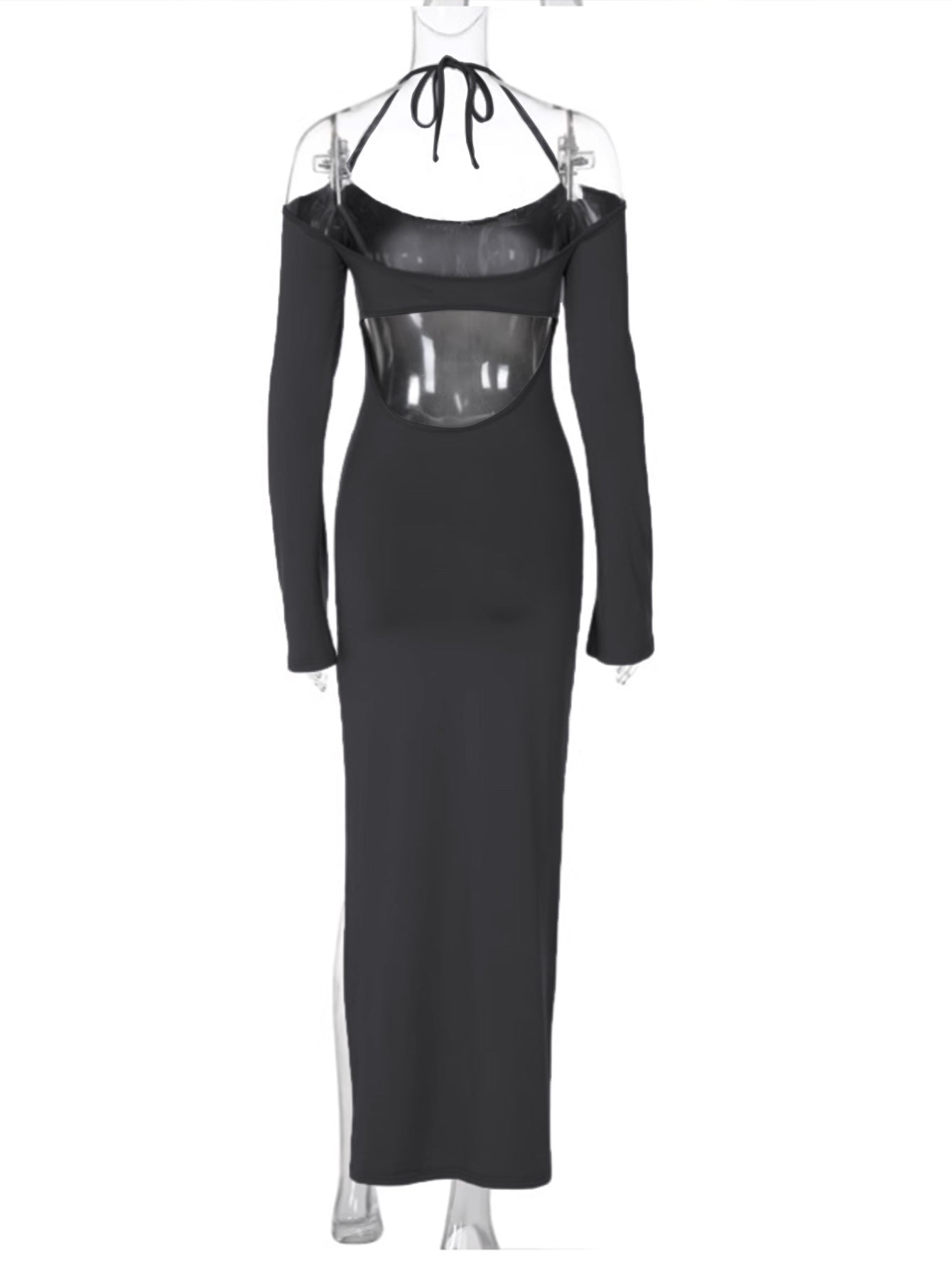 Women Clothing Sexy Halter Dress Autumn Winter Sweet Spicy Wind Niche Design Slit Dress