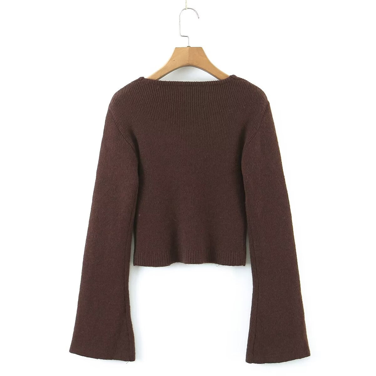 Early Autumn Two Color Faux Two Piece Knitted Sweater Solid Color Short Sweater