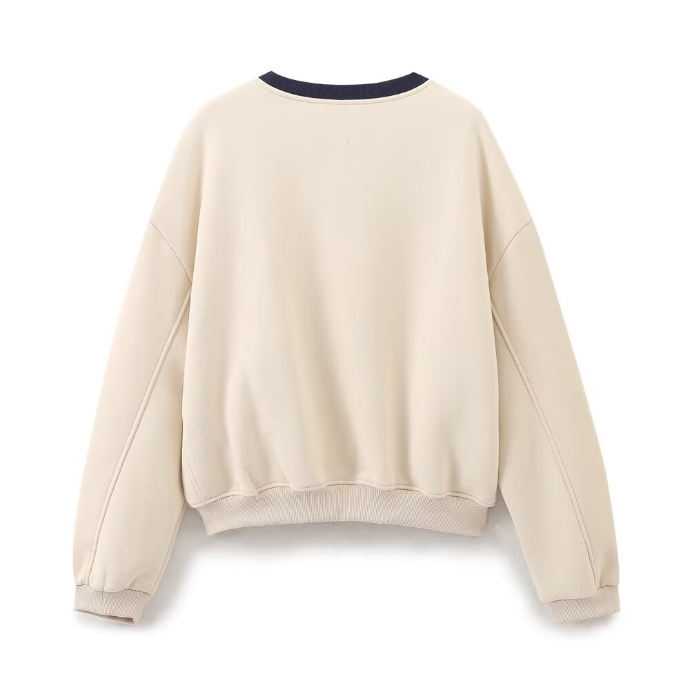 College Loose All Match Letters Printed round Neck Long Sleeve Sweatshirt
