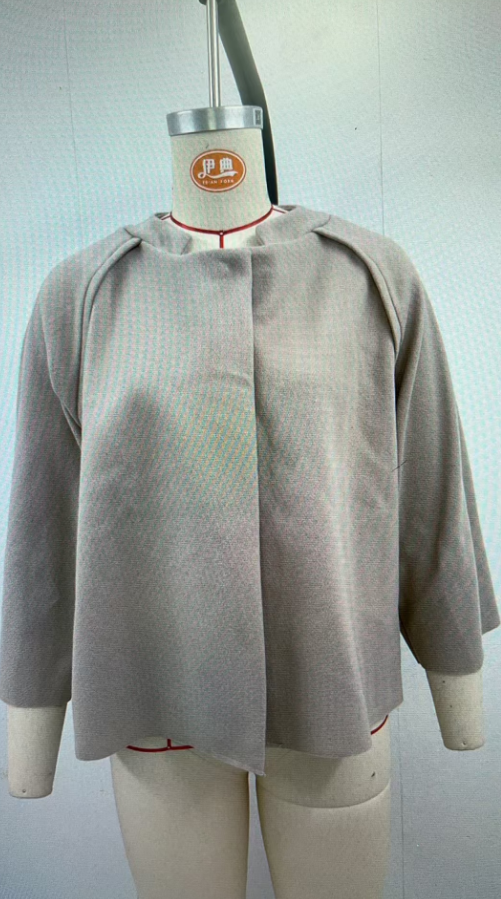 Autumn Winter Loose Short Cashmere Long Sleeve Coat