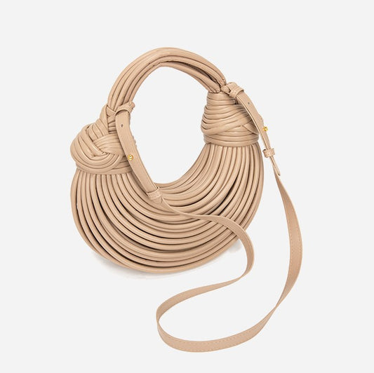 Hand Woven Faux Leather Portable Crescent Women Bag Knotted Noodles Bag Hand Carrying Cloud Underarm Bag
