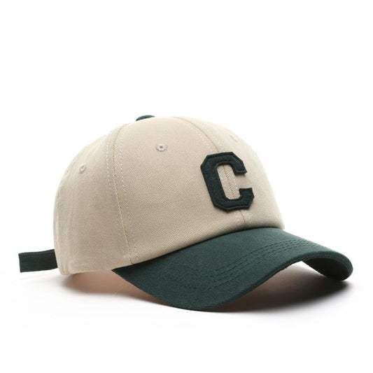 Stylish Retro Minimalism Letter Graphic Patch Stitching Baseball Cap Outdoor Travel Sun Protection Sunshade Couple Peaked Cap