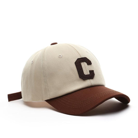 Stylish Retro Minimalism Letter Graphic Patch Stitching Baseball Cap Outdoor Travel Sun Protection Sunshade Couple Peaked Cap