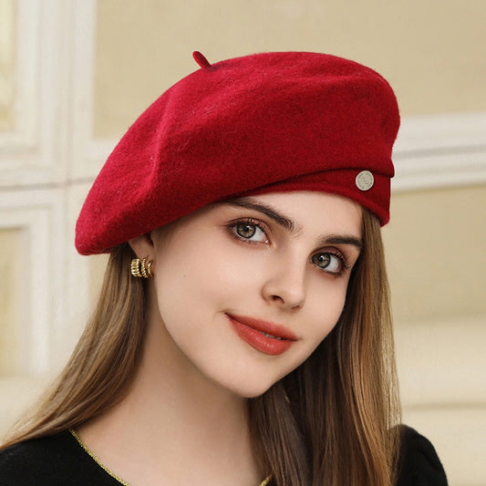 Influencer Refined Wool Beret Women Face Little Autumn Winter Elegant Warm Painter Cap