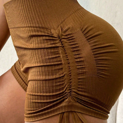 High Top Sports Yoga Pants Casual Fitness Tight Stretch Peach Hip Yoga Shorts