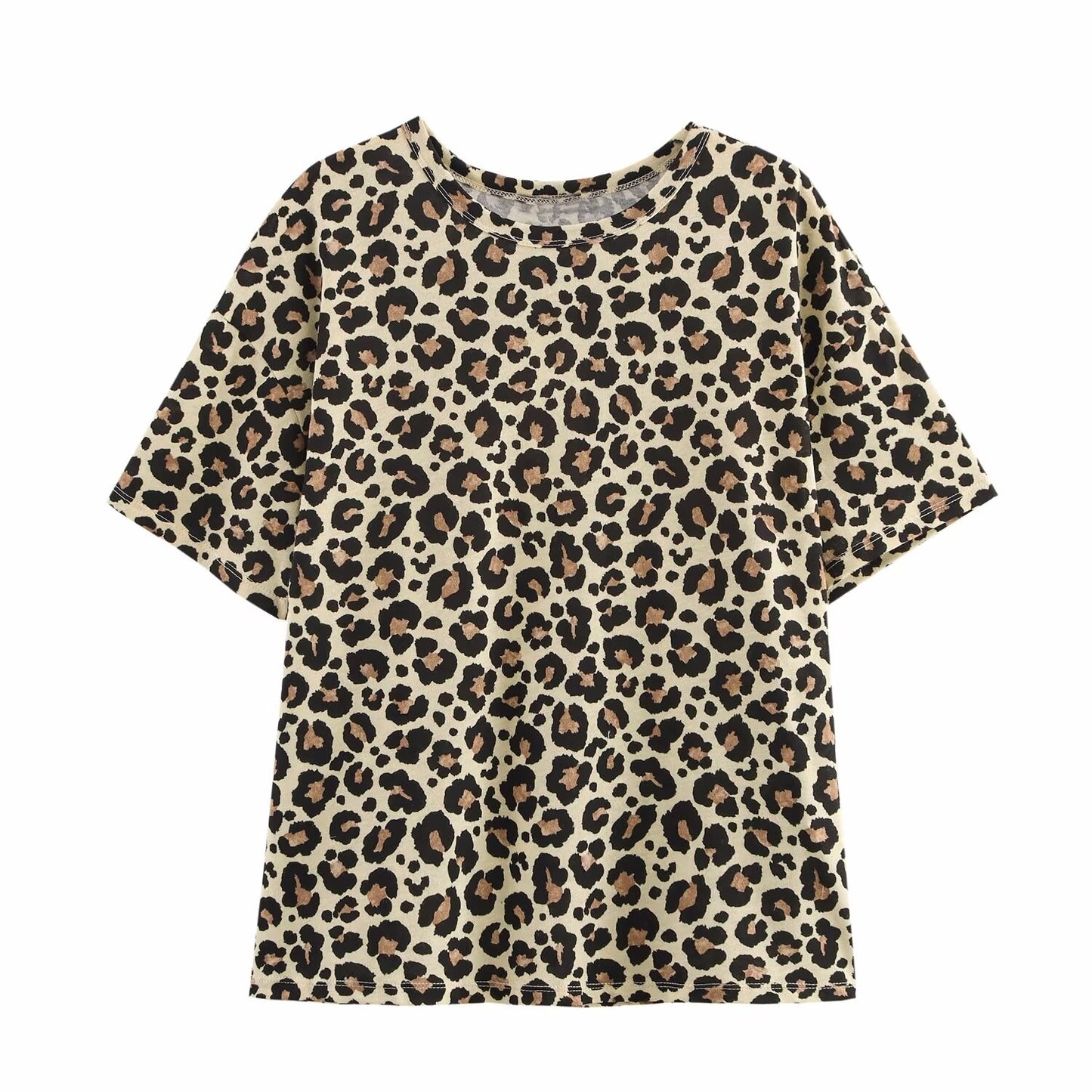 Spring Women Clothing Stylish Simple Printed round Neck Short Sleeve T shirt