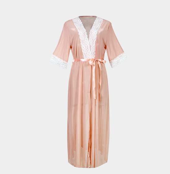 Mesh Pajamas Women Lace Light Luxury Short Sleeve Cool Nightgown Bathrobe Home Wear Women