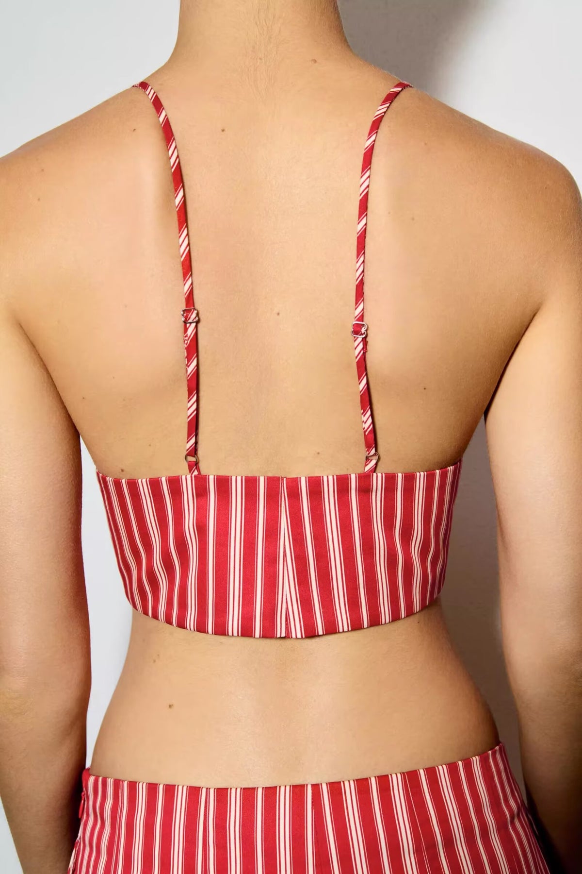 Spring Striped Short Sling Top Midi Dress Two Piece Sets