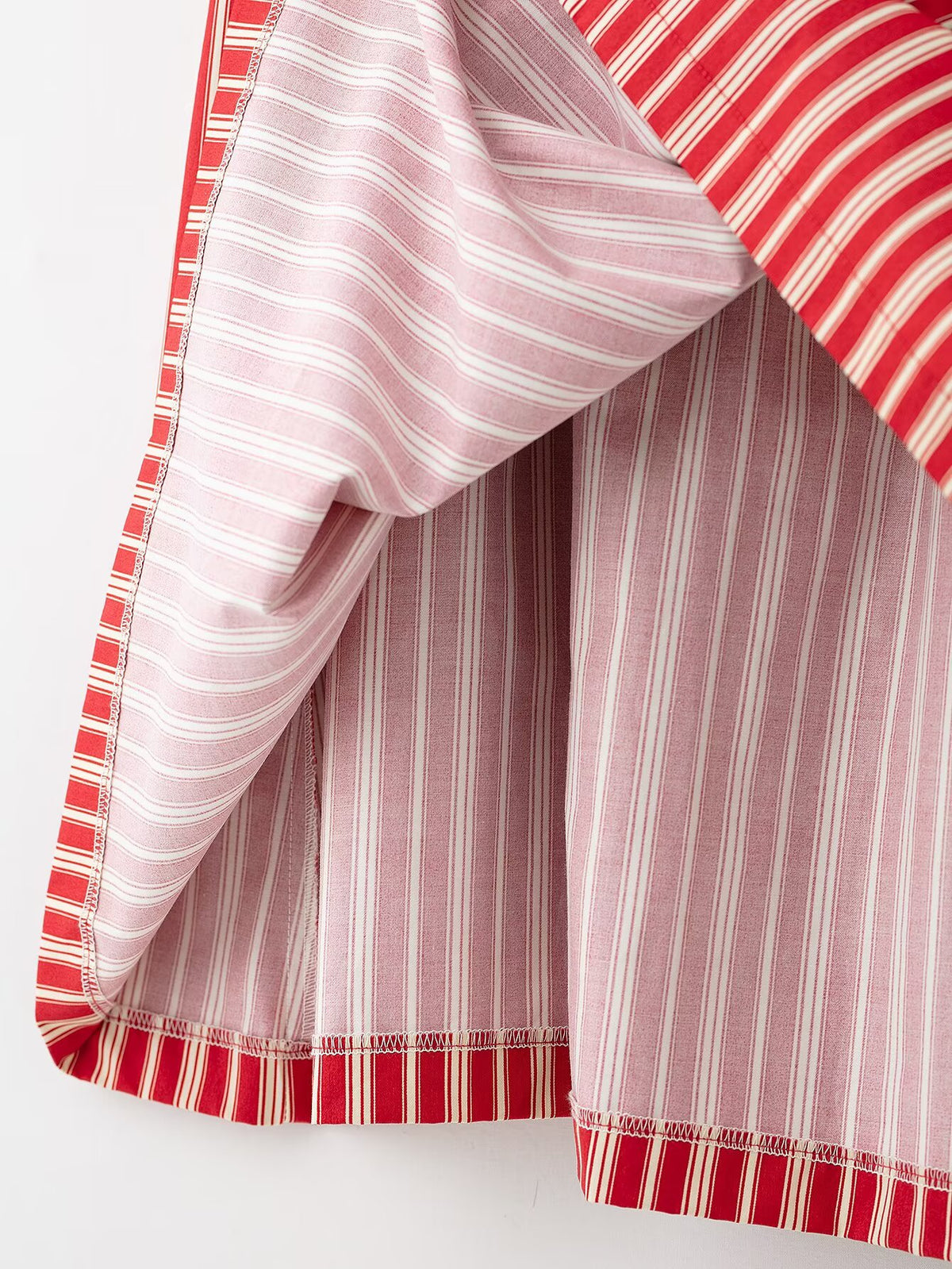 Spring Striped Short Sling Top Midi Dress Two Piece Sets