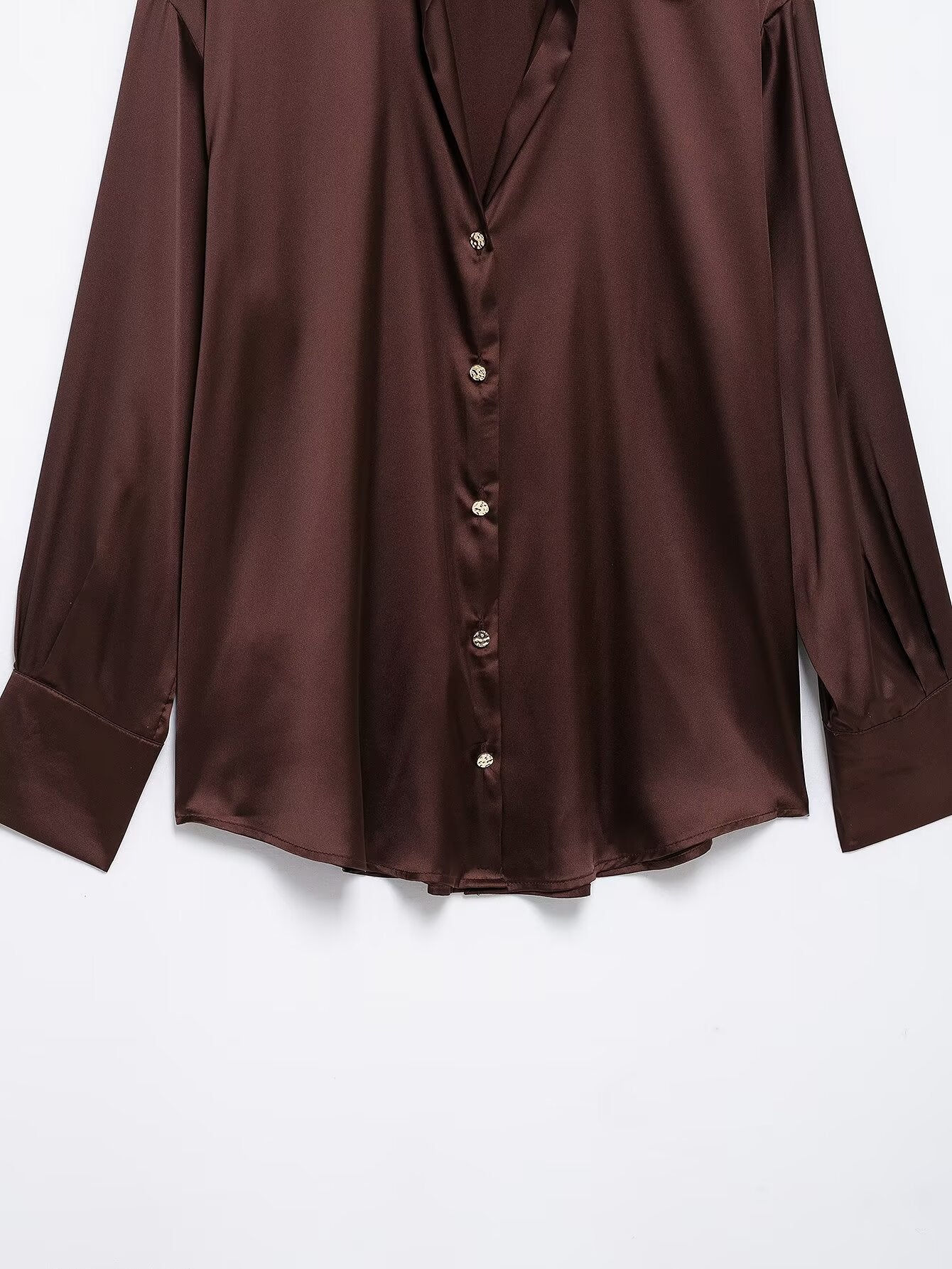 Spring Shacket Long Loose Casual Silk Satin Simple Textured