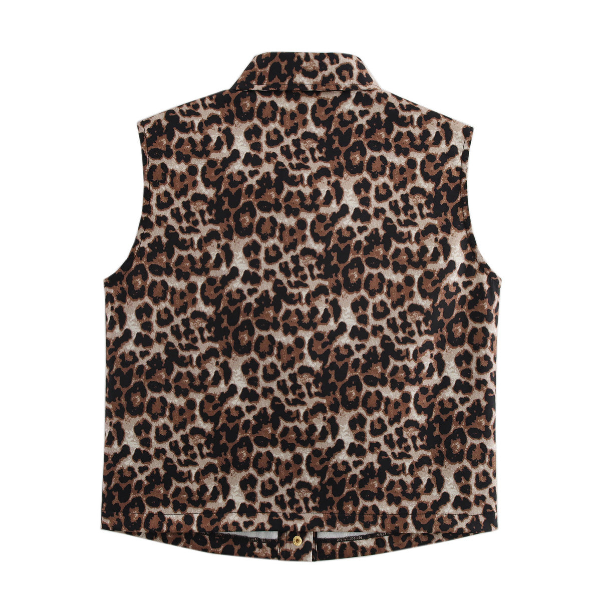 Spring round Neck Single Breasted Leopard Print Vest Vest Top Women