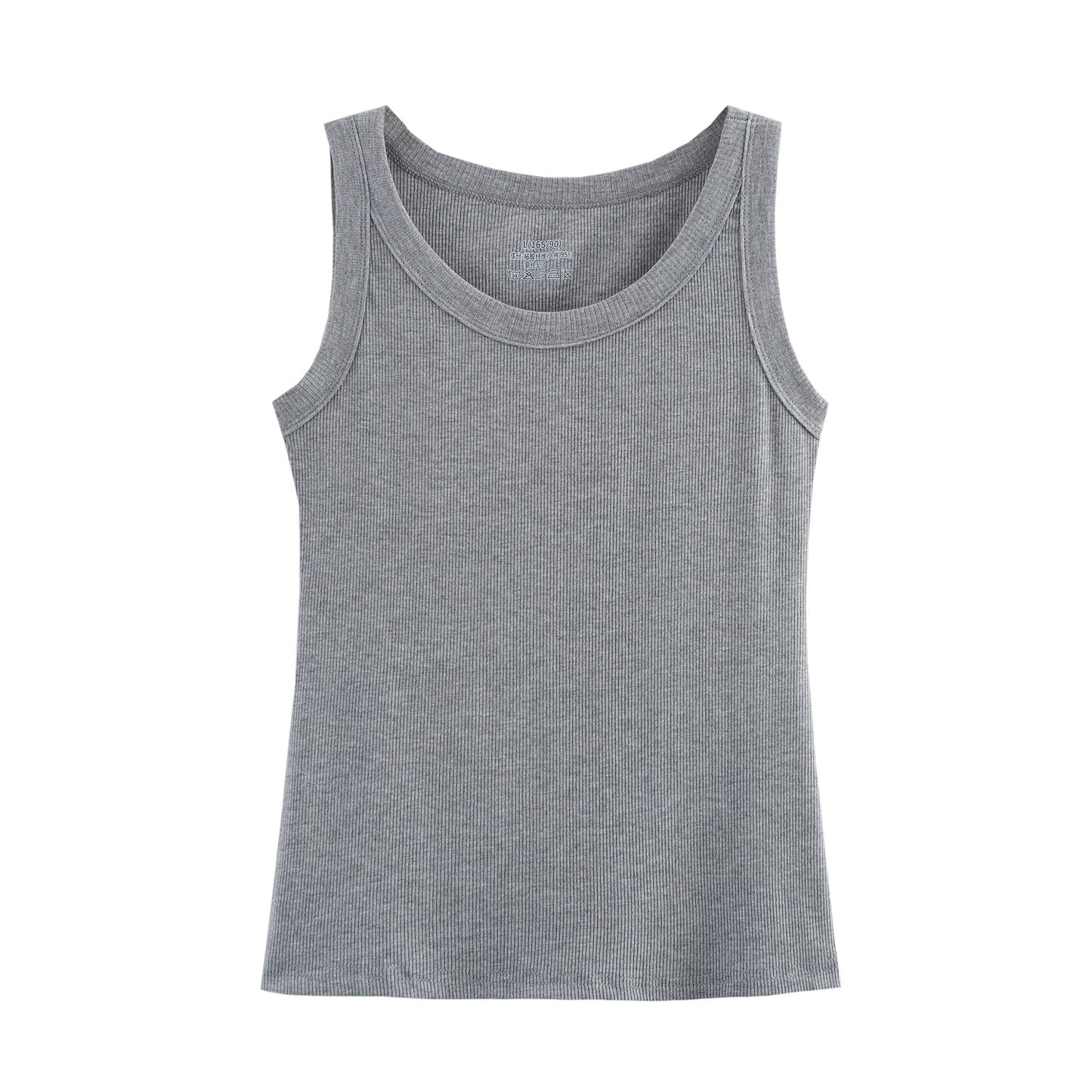 Spring Women Clothing Threaded Cotton round Neck Knitted Vest Inner Match