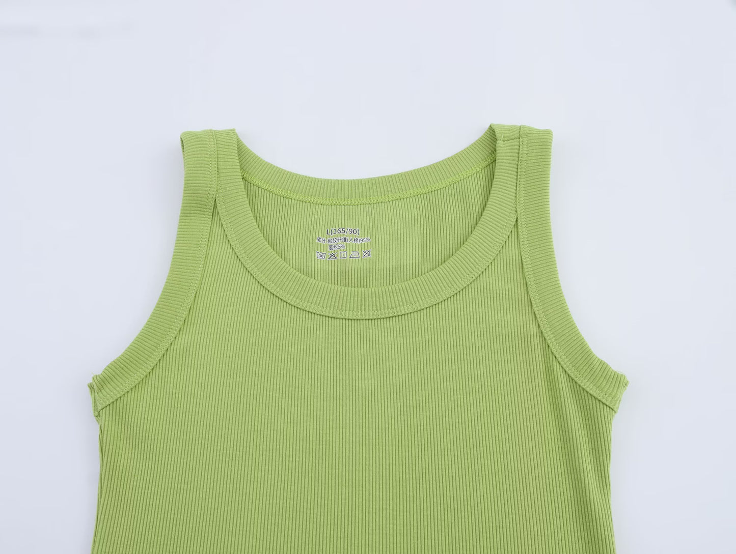 Spring Women Clothing Threaded Cotton round Neck Knitted Vest Inner Match