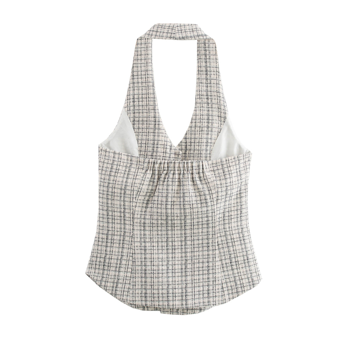 Spring Women All Match V neck Halter Sleeveless Single Breasted Classic Vest Top