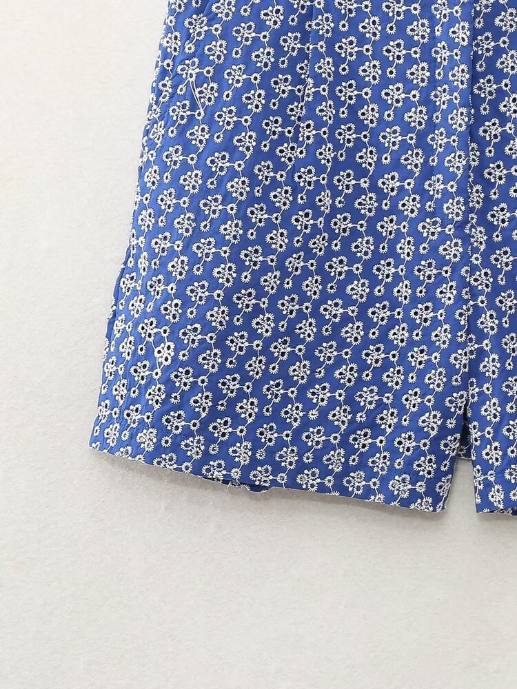 Spring Women Clothing Embroidered High Waist Casual Bermuda Shorts