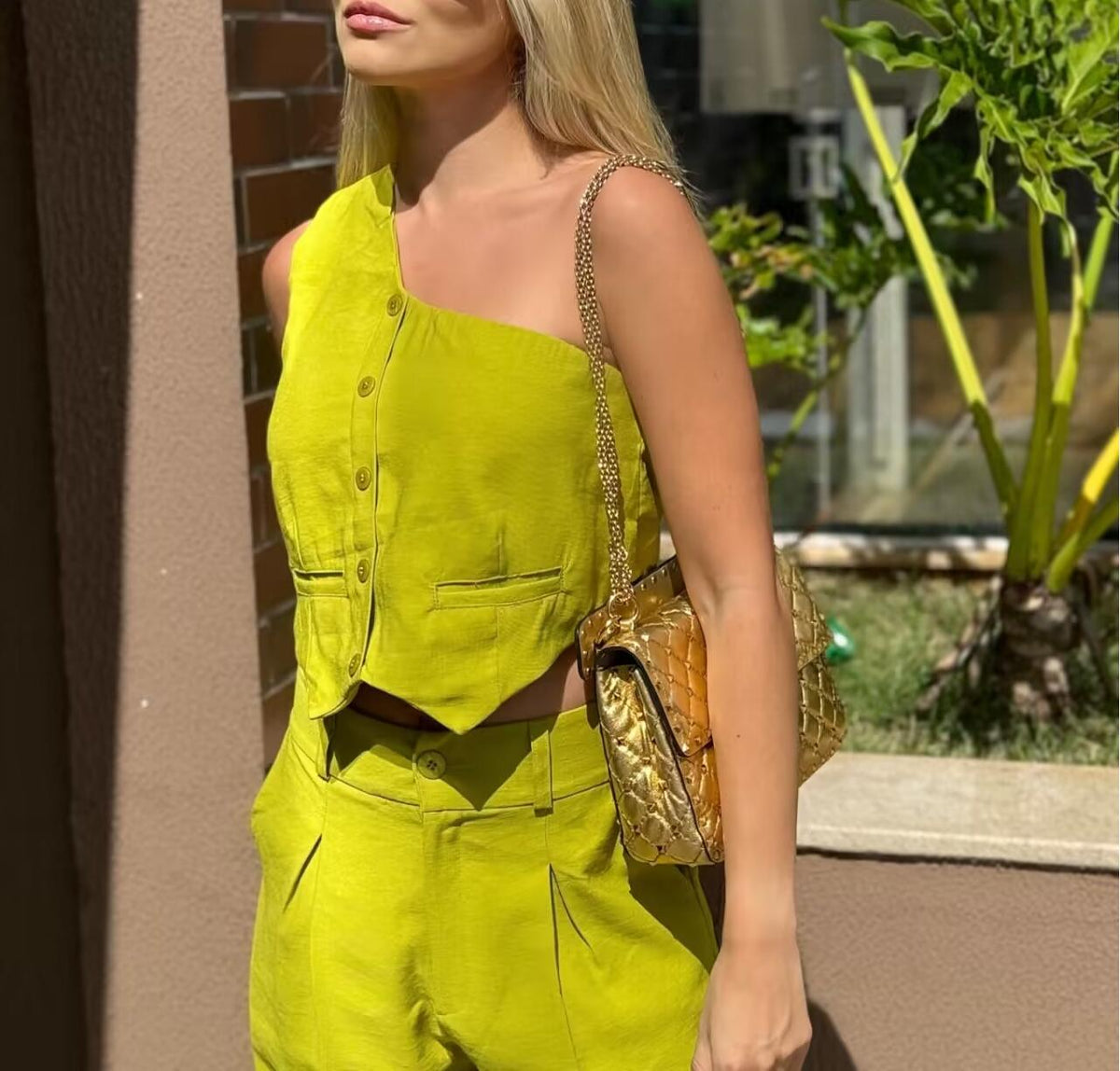 Summer Women Clothing Simple Slim One Shoulder Short Length Top Vest