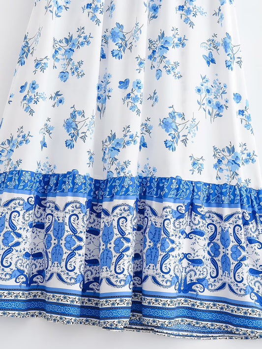Spring Women Rayon Printed Tassel Vacation Bohemian Skirt