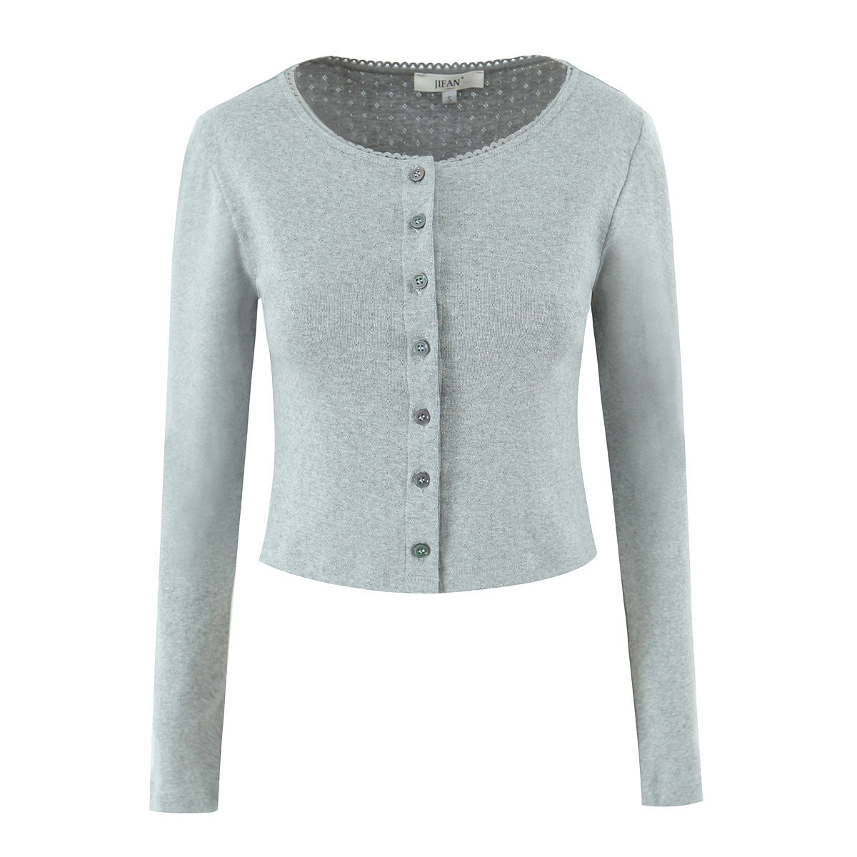 Spring Slim Fit round Neck Jacquard Single Breasted Long Sleeve Knitted Top Shorts Set