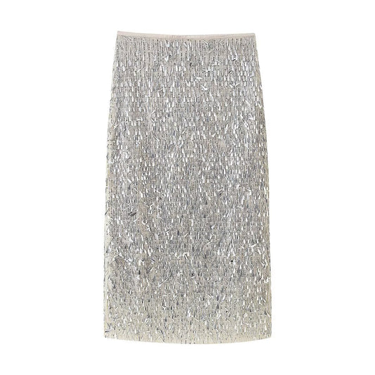 Skirt Summer Women Clothing High Sense Sequ Glitter Decoration Midi Dress