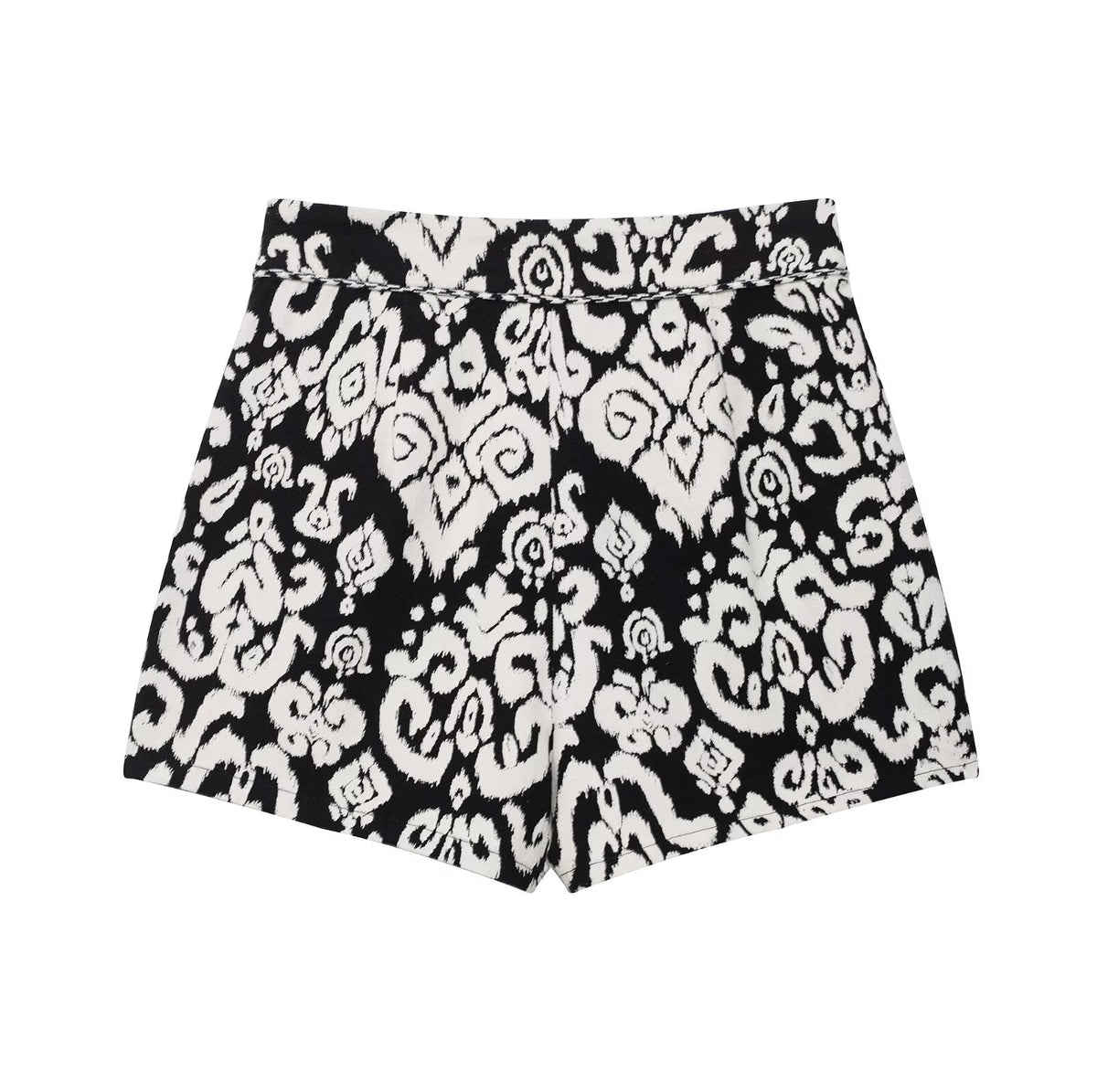 Women Clothing at Printed V neck Sleeveless Vest Waistcoat Shorts Two Piece Sets