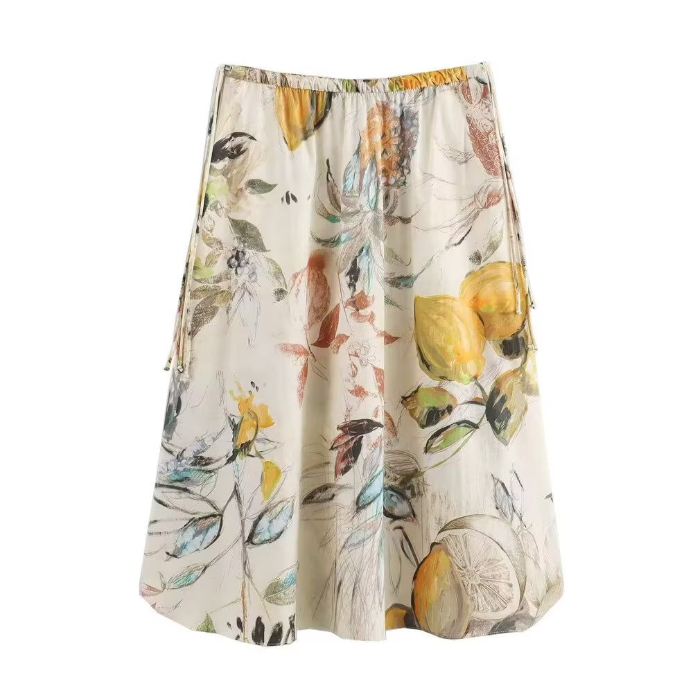 Women Printed Top Casual Skirt Two Piece Sets