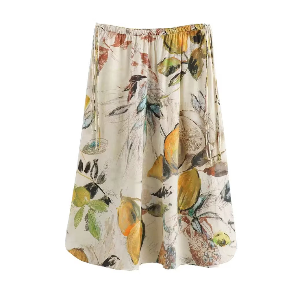 Women Printed Top Casual Skirt Two Piece Sets