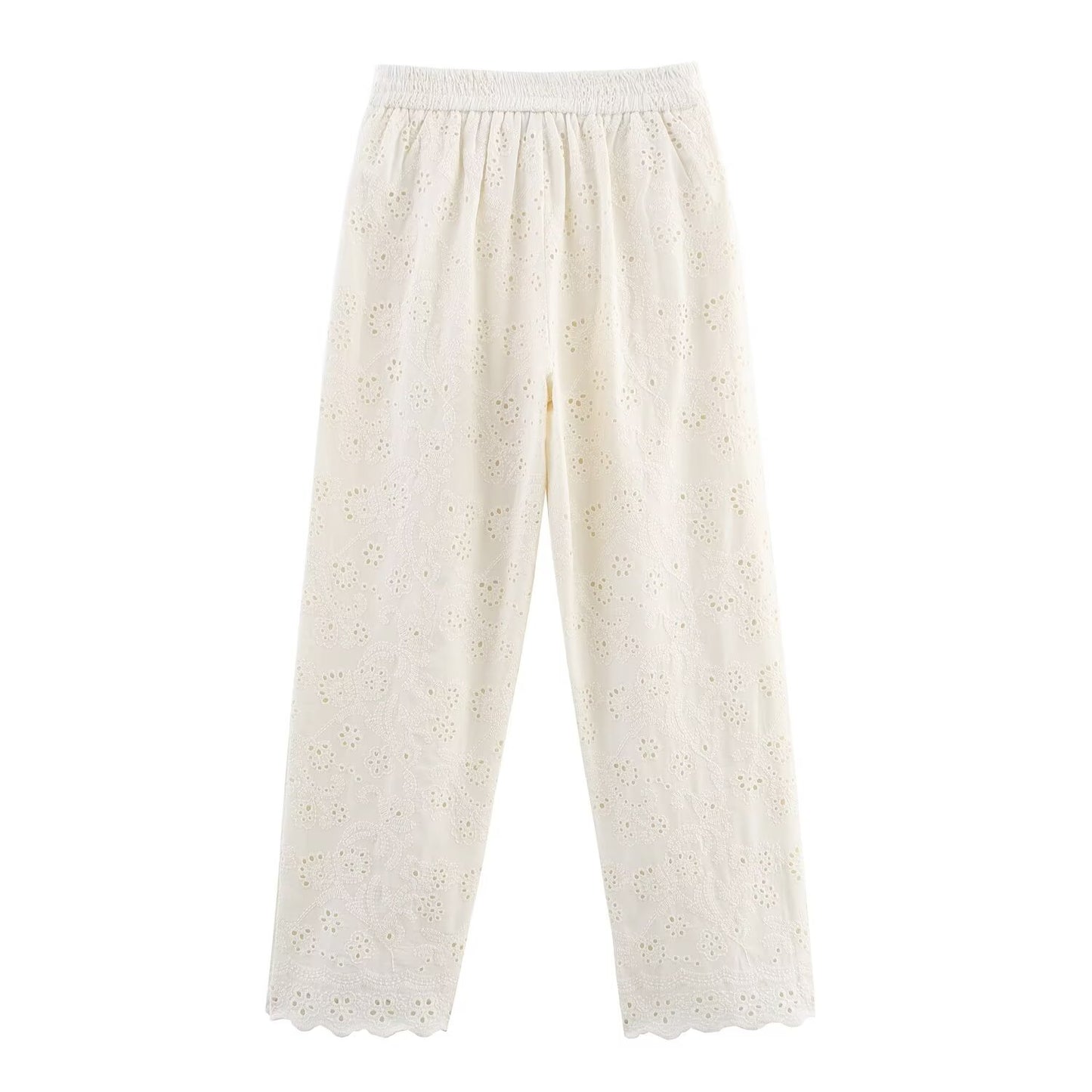 Summer Hollow Out Cutout Embroidered Shirt Pants Sets