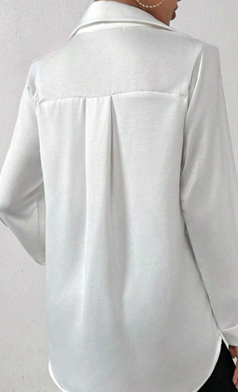 Women Clothing Satin Shirt Women Satin Silk like Long Sleeved Shirt Women Clothing