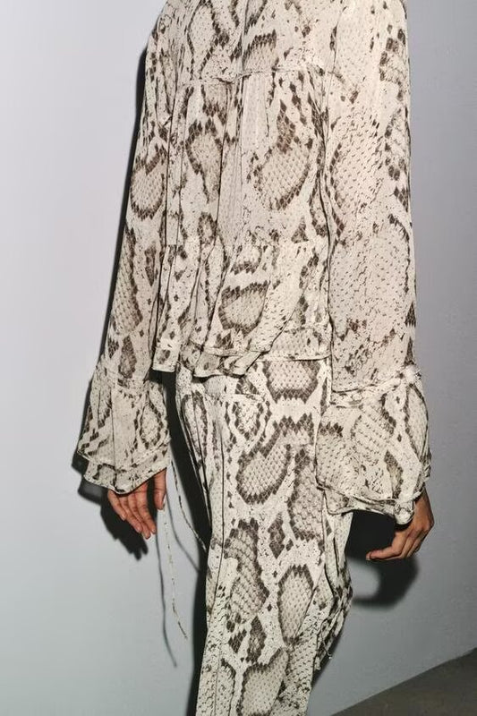 Summer Women Casual Animal Print Shirt Pants