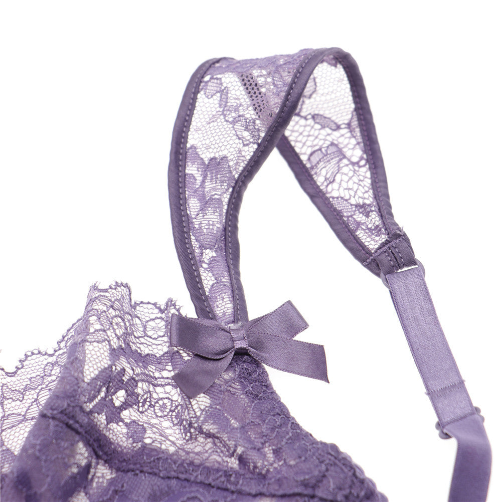 Ultra Thin Underwear Women Sponge Free Maiden Sexy Lace Big Chest Small with Steel Ring Gathering Bra