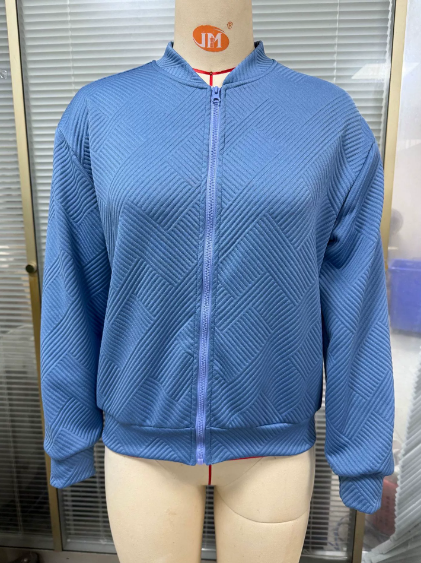 Autumn Winter Solid Color round Neck Loose Zip Long Sleeve Sweatshirt Varsity Jacket