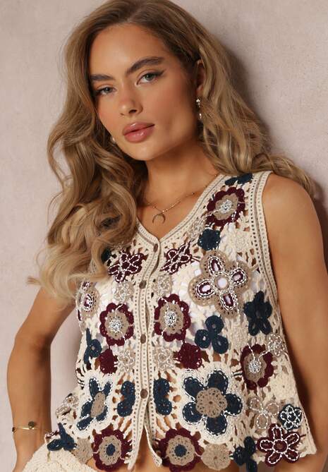 Women Summer Single Button Embroidered Vest
