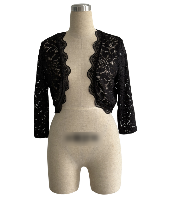 Autumn Cardigan Placket Stitching Lace Ruffled Short Lace Jacket Top