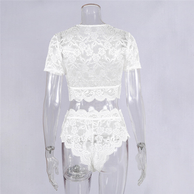 Sexy Sexy Lace Crochet Stitching Sexy Lingerie Set