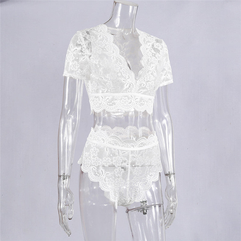 Sexy Sexy Lace Crochet Stitching Sexy Lingerie Set